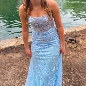 sherri hill blue prom dress